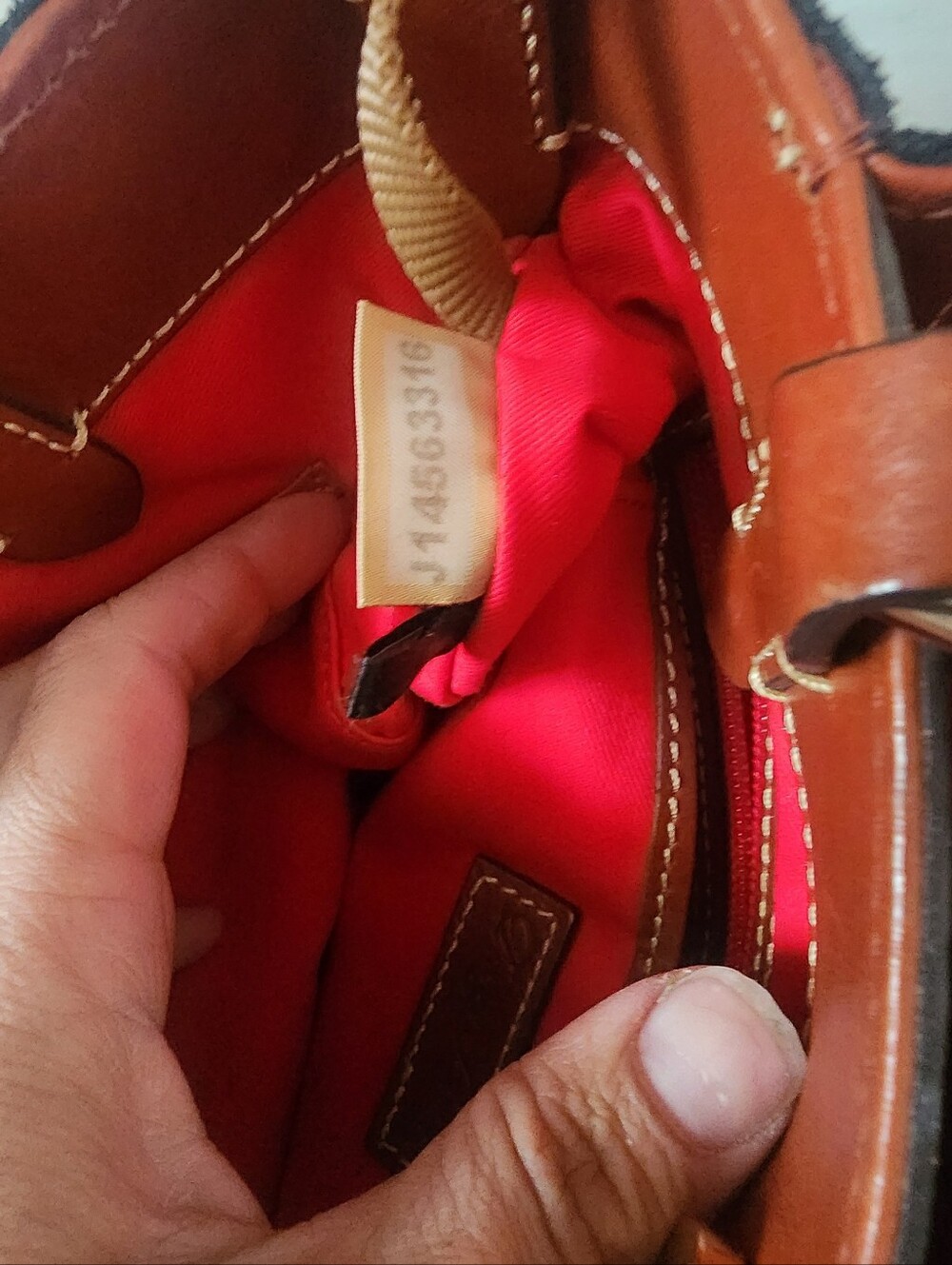 Dooney & Bourke Black Pebbled Leather Satchel with Tan Trim - Picture 6 of 7